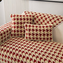 Winter Thickened Sherpa Fleece Houndstooth Sofa Cushion, Non-slip Sofa Cover with Plush