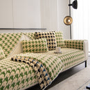 Winter Thickened Sherpa Fleece Houndstooth Sofa Cushion, Non-slip Sofa Cover with Plush