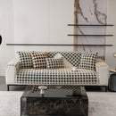 Winter Thickened Sherpa Fleece Houndstooth Sofa Cushion, Non-slip Sofa Cover with Plush