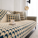 Winter Thickened Sherpa Fleece Houndstooth Sofa Cushion, Non-slip Sofa Cover with Plush