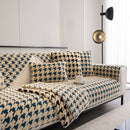 Winter Thickened Sherpa Fleece Houndstooth Sofa Cushion, Non-slip Sofa Cover with Plush