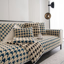Winter Thickened Sherpa Fleece Houndstooth Sofa Cushion, Non-slip Sofa Cover with Plush
