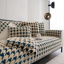 Winter Thickened Sherpa Fleece Houndstooth Sofa Cushion, Non-slip Sofa Cover with Plush