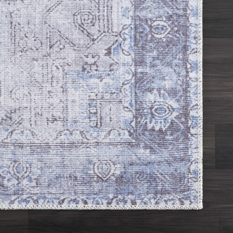 Rosman Blue Washable Area Rug