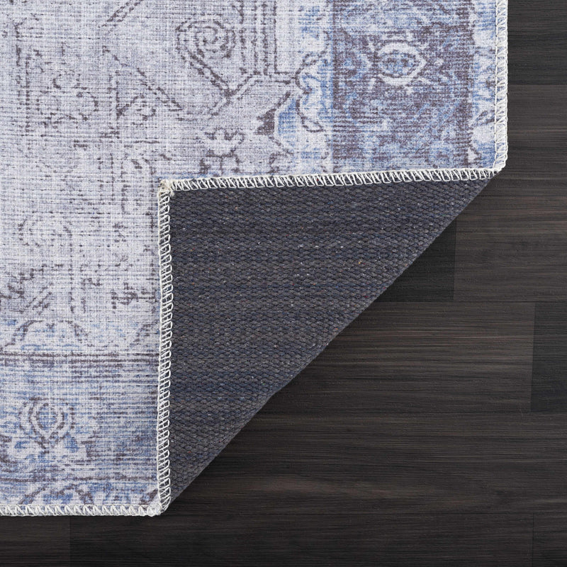 Rosman Blue Washable Area Rug