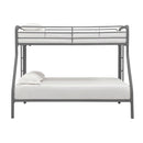 Twin over Full size Sturdy Metal Bunk Bed in Silver Finish