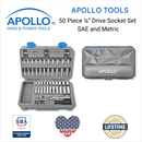 APOLLO TOOLS - DT0004-50 Piece ¼” Drive Socket Set