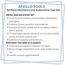 APOLLO TOOLS - DT0004-50 Piece ¼” Drive Socket Set