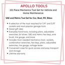 101 Piece Mechanic Tool Set for Vehicle and Home Maintenance, Roadside Emergencies. SAE and Metric Tool Set for Car, Boat, RV, Bikes - DT0006