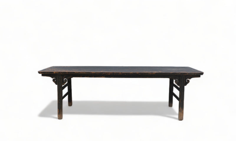 104" Inch Vintage Black Asian Dining Table