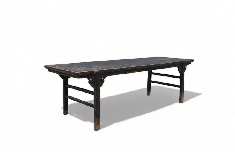 104" Inch Vintage Black Asian Dining Table