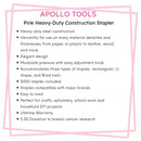 Pink Stapler with Power Adjustment Knob and 3000 Staples assortment-- DT5020P