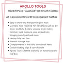 Red 170 Piece Household Tool Kit with New and Improved Tool Box - DT7103