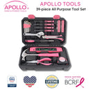 Apollo Tools New and Improved 39 Piece General Pink Tool Set in Storage Case for DIY Everyday Home Maintenance and Repairs- DT9711P