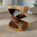 Haussmann Double Twist Wood End Table 15x15x20 in Height Walnut Oil