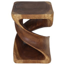 Haussmann Double Twist Wood End Table 15x15x20 in Height Walnut Oil