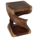 Haussmann Double Twist Wood End Table 15x15x20 in Height Walnut Oil
