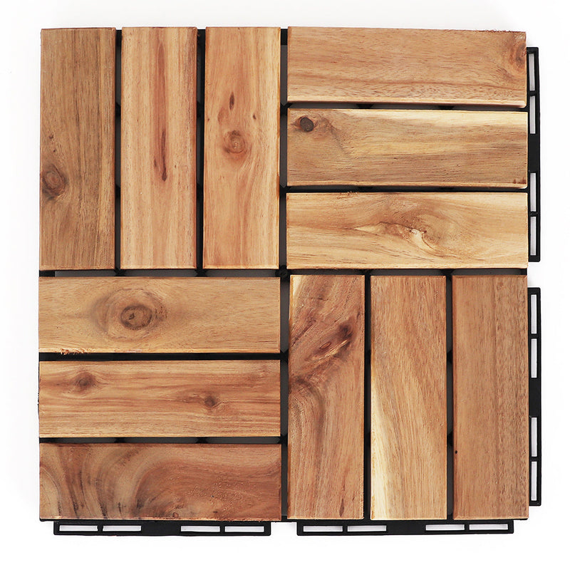 Natural Acacia Checkered Deck Tiles