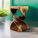 Haussmann Wood Double Twist End Table 12x12x20 in Height Walnut Oil