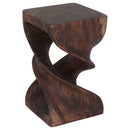 Haussmann Wood Double Twist End Table 12x12x20 in Height Mocha Oil