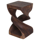 Haussmann Wood Double Twist End Table 12x12x20 in Height Mocha Oil
