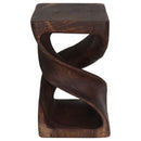 Haussmann Wood Double Twist End Table 12x12x20 in Height Mocha Oil