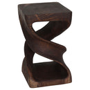 Haussmann Wood Double Twist End Table 12x12x20 in Height Mocha Oil