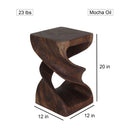 Haussmann Wood Double Twist End Table 12x12x20 in Height Mocha Oil