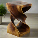 Haussmann Wood Double Twist End Table 12x12x20 in Height Walnut Oil