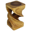 Haussmann Wood Double Twist End Table 12x12x20 in Height Oak Oil