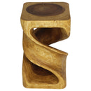 Haussmann Wood Double Twist End Table 12x12x20 in Height Oak Oil
