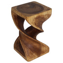 Haussmann Wood Double Twist End Table 12x12x20 in Height Walnut Oil