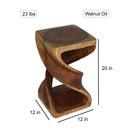 Haussmann Wood Double Twist End Table 12x12x20 in Height Walnut Oil