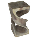 Haussmann Wood Double Twist End Table 12x12x23 in Height Grey Oil