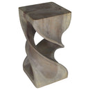 Haussmann Wood Double Twist End Table 12x12x23 in Height Grey Oil