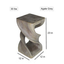 Haussmann Wood Double Twist End Table 12x12x23 in Height Grey Oil