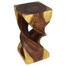Haussmann Wood Double Twist End Table 12x12x23 in Height Oak Oil
