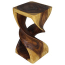 Haussmann Wood Double Twist End Table 12x12x23 in Height Oak Oil