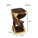 Haussmann Wood Double Twist End Table 12x12x23 in Height Oak Oil