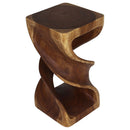 Haussmann Wood Double Twist End Table 12x12x23 in Height Walnut Oil