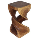 Haussmann Wood Double Twist End Table 12x12x23 in Height Walnut Oil