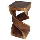 Haussmann Wood Double Twist End Table 12x12x23 in Height Walnut Oil