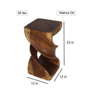 Haussmann Wood Double Twist End Table 12x12x23 in Height Walnut Oil