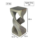 Haussmann Wood Double Twist End Table 12x12x26 in Height Grey Oil