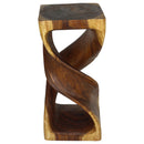Haussmann Wood Double Twist End Table 12x12x26 in Height Oak Oil