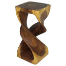 Haussmann Wood Double Twist End Table 12x12x26 in Height Oak Oil