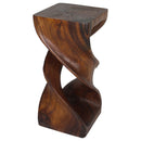 Haussmann Wood Double Twist End Table 12x12x26 in Height Walnut Oil