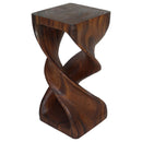 Haussmann Wood Double Twist End Table 12x12x26 in Height Walnut Oil