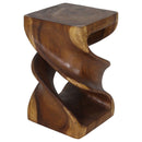 Haussmann Wood Double Twist End Table 14x14x23 in Height Walnut Oil
