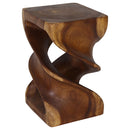 Haussmann Wood Double Twist End Table 14x14x23 in Height Walnut Oil